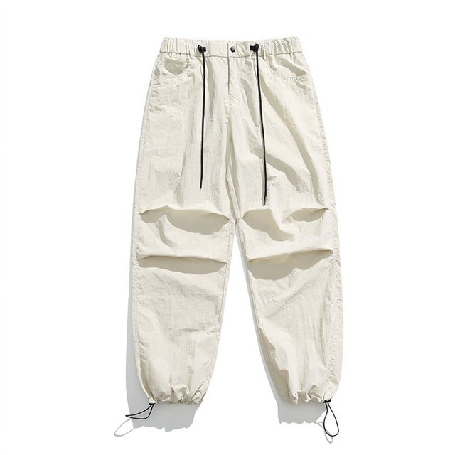 Pantalones de trabajo de seda helada de paracaidista de pierna ancha para hombres y mujeres, pantalones largos finos, sueltos e informales de secado rápido