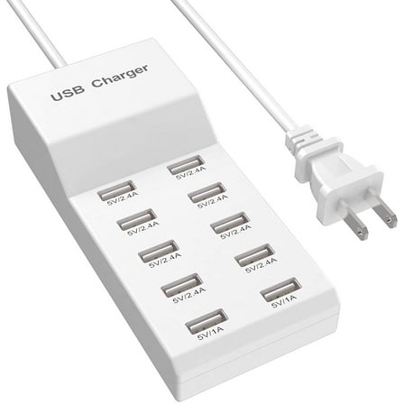 10-Ports USB Charging Station for Multiple Devices USB Wall Charger Power Hub