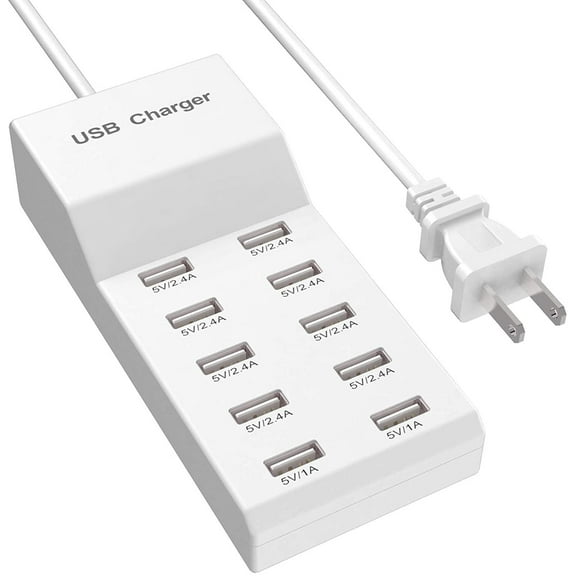 10-Ports USB Charging Station for Multiple Devices USB Wall Charger Power Hub