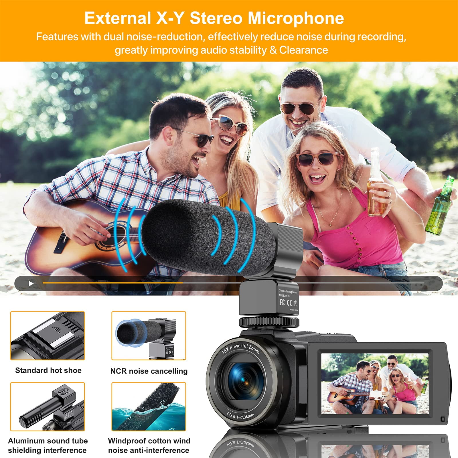 ACTITOP 5K HD Video Camera Camcorder 48MP Vlog Camera for Youtube with IR Night Vision WiFi 3.0'' Touch Screen