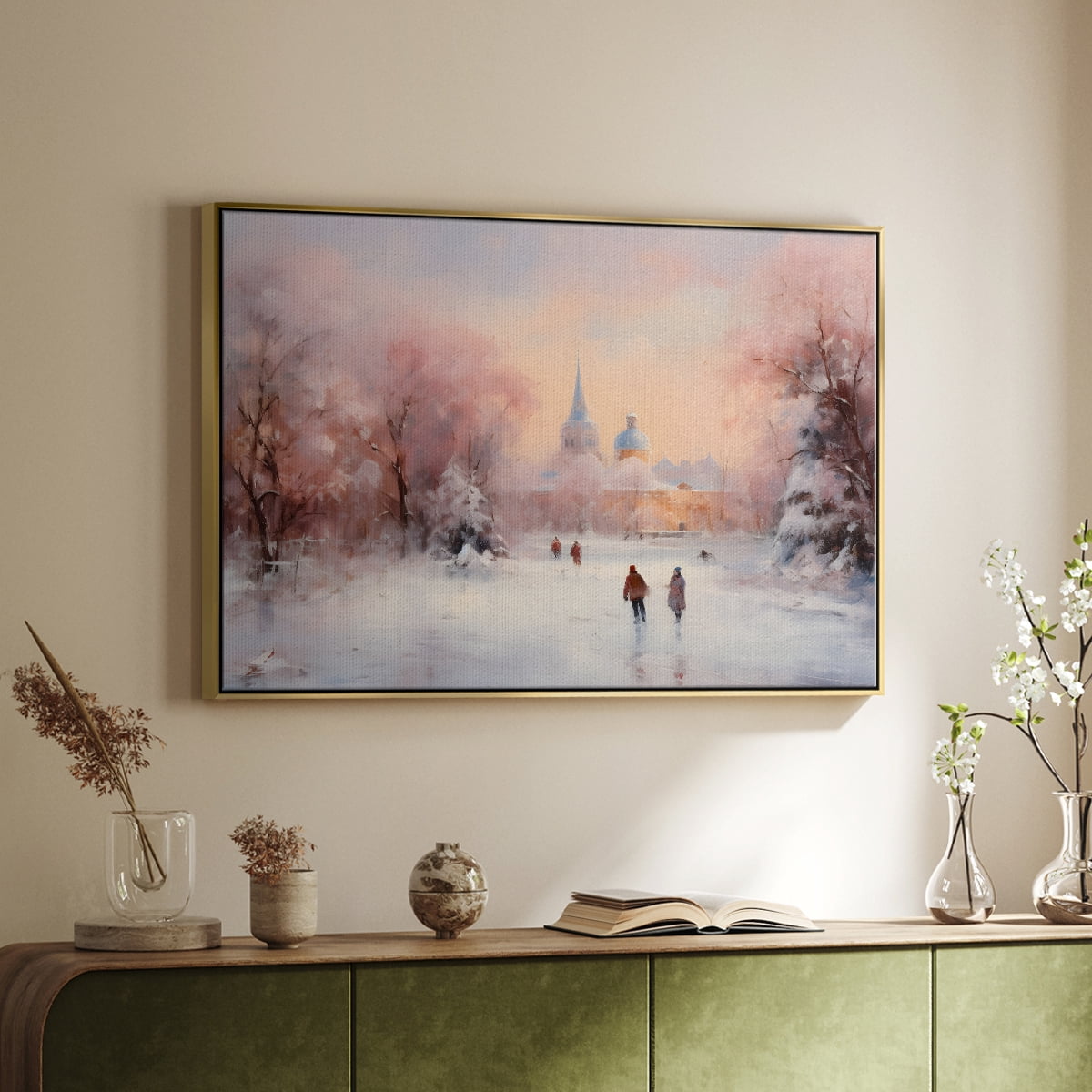 Vintage Landscape-CXCVII By Wexford Home Framed in Gold Wood Gallery Wrapped Canvas 25 in. x 37 in.
