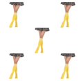 thumbnail image 2 of sweethay Calcetines altos hasta el muslo a rayas Día de San Valentín Mujer Accesorios Raya blanca amarilla Type1 NO1, 2 of 6