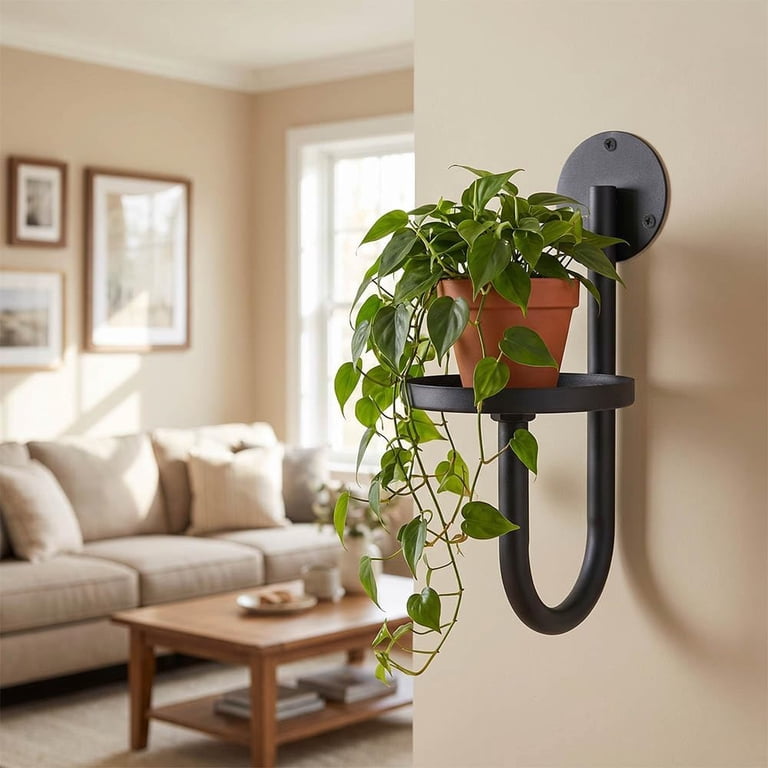 Wall Plant Holder Set of 2 for Outdoor, Metal Hanger | Floating Flower ...