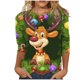 thumbnail image 2 of Pntutb - Camiseta con estampado de moda para mujer, blusa de manga 3/4, cuello redondo, tops casuales Pntutb Pntutb-1874, 2 of 4