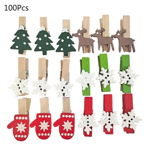 Mini pinzas para ropa YONGSHENG clips de madera navideños 100 piezas