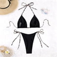 thumbnail image 4 of JIAYUE Women Swimsuit Sets Halter Neck Solid Color Two Piece Tankini Bikini With Adjustable Strap And Bottoms For Beach Pool Vacation Female Swimwear, 4 of 5