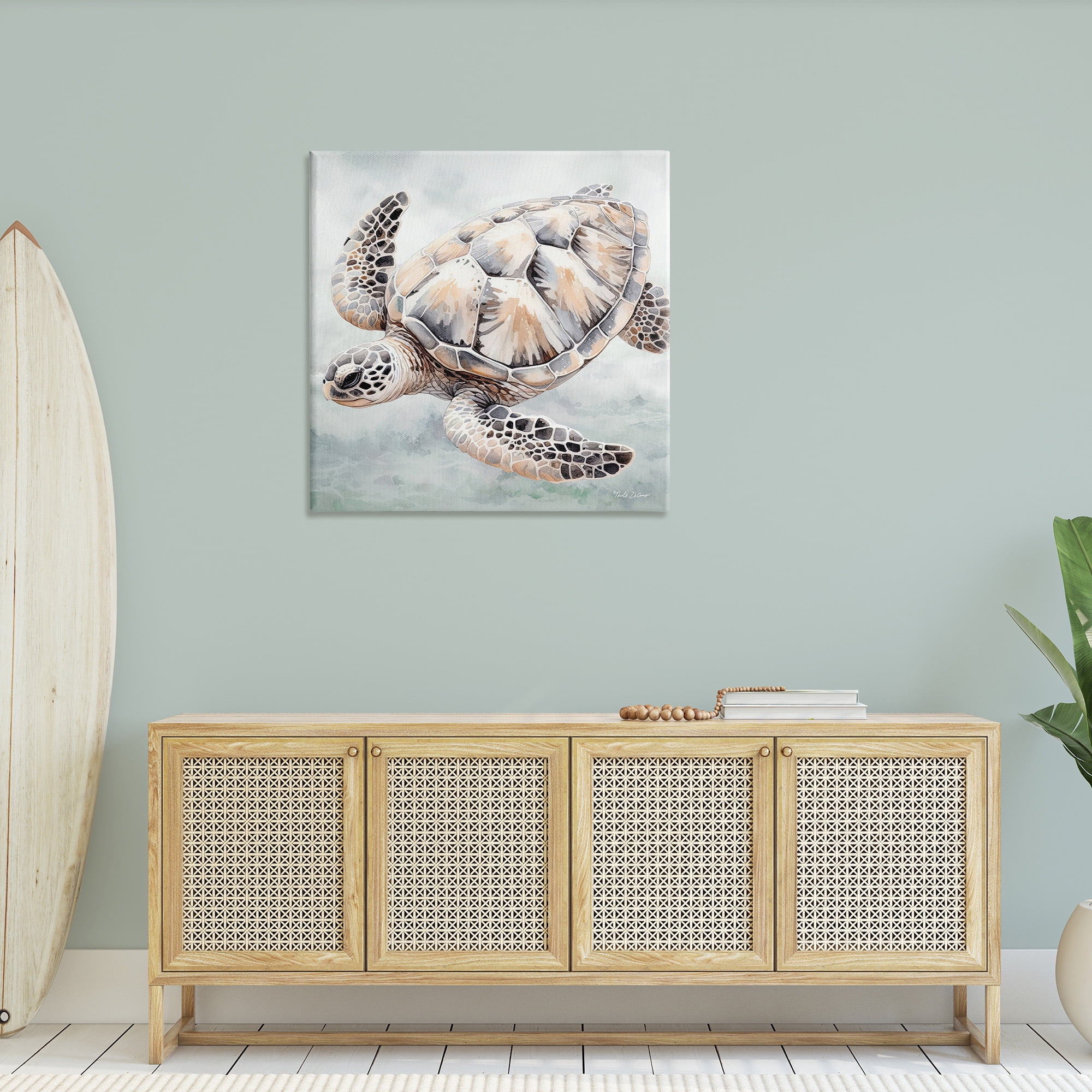Stupell Industries Detailed Sea Turtle Animals & Insects Painting Gallery Wrapped Canvas Art Print Wall Art, 36 x 36