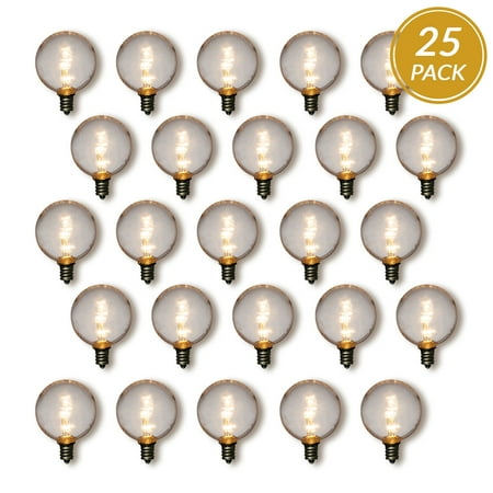 Fantado 25-Pack Warm White .5-Watt LED G40 Globe Light Bulb, Shatterproof, E12 Candelabra Base