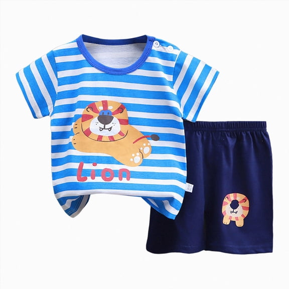 Xudanell 18M-7Y Toddler Boys Summer Cotton Pajamas Short Sleeve Tops Shorts Set Soft Loungewear Cute Print Sleepwear Casual Two-piece Pajama Sets Toddler Boys Clothes Size 3-6 Months