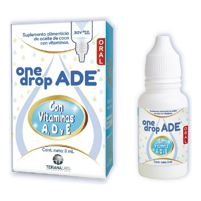 Onedrop Ade Suplemento Alimenticio Vitaminas A, D Y E, 3 Ml ONE DROP Onedrop Suplemento de Vitaminas A, D y E con base de Aceite de Coco