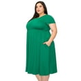 thumbnail image 3 of Pastel by Vivienne Women's Short Sleeve Dress with Shirring Plus Size Kelly Green XX-Large, 3 of 4