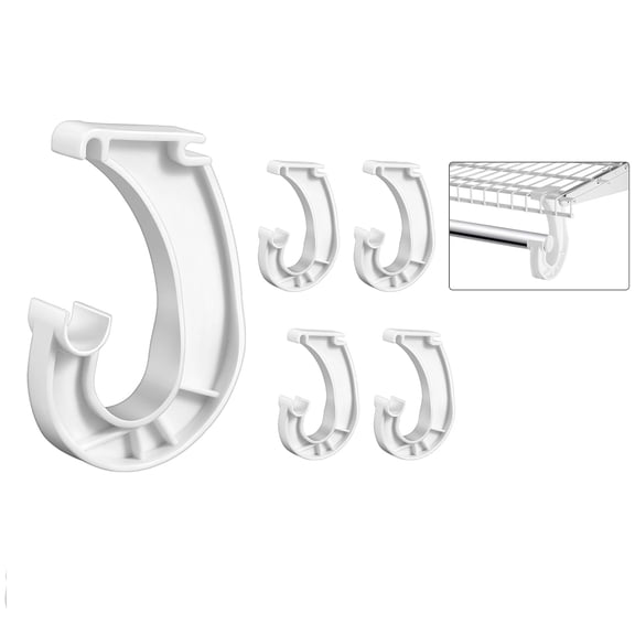 4 Pcs Hanging Closet Rod Support 3/4 Clothes Rod Bracket Shelving J Shaped Closet Pole Holder for Wardrobe Cabinets Storage and Curtains