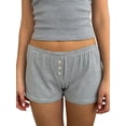 thumbnail image 5 of Women 2 Piece Pajama Set Striped Print Crop Camisole and Elastic Shorts for Loungewear Soft Sleepwear for Nightwear, 5 of 6