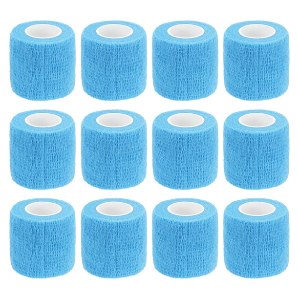 12 Rollos de Cinta Elástica Adhesiva, Vendaje Elástico, 2" x 5 Yardas, Cinta para Muñeca y Rodilla, Azul Lago