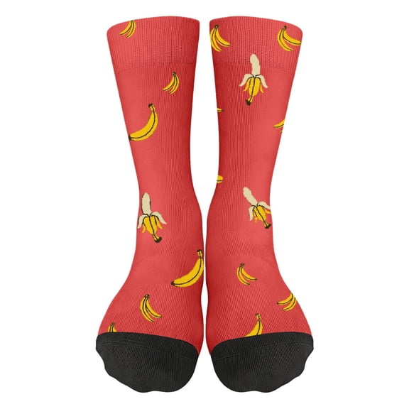 Banana Socks Blue Banana Socks Athletic Sport Novelty Crew Socks for Men Women, Cute Casual Crazy Dress Socks Birthday Gift Red