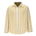 thumbnail image 4 of YLSDY Fashion Casual Men鈥檚 Button-Down Long Sleeve Shirts Striped Dress Shirts Cotton Linen Beach Tops Flip Collar Summer Fashion Shrits Yellow S, 4 of 6