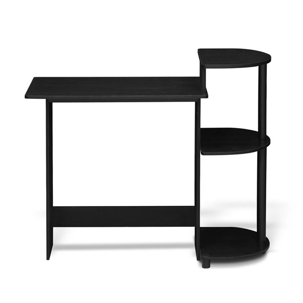 Furinno Compact Computer Desk with Shelves, Americano/Black, 11181AM/BK