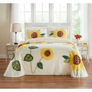 BrylaneHome Bedding Oversized Cotton Bloom Chenille Bedspread Floral Bedding Colorful Flowers