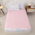 thumbnail image 4 of Manfei Pink Kawaii Flowers Zipper Twin Comforter Sets with Fitted Sheet and 2 Pillowcases,Cute Coquette Bowtie Zipper Bedding Set,Pink Reversible,4pcs, 4 of 7