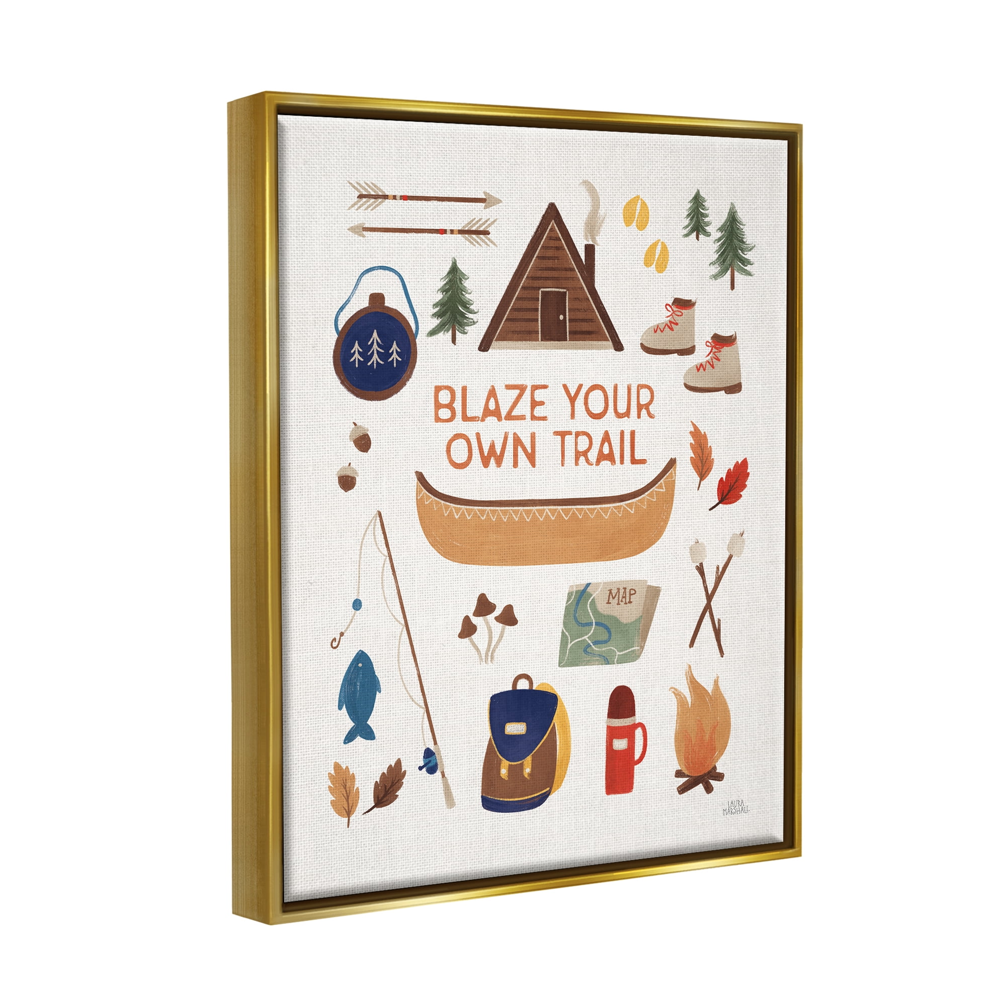 Stupell Industries Blaze Your Own Trail Phrase Typography Painting Gold Floater Framed Art Print Wall Art, 25 x 31