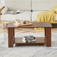 thumbnail image 7 of Modern minimalist walnut colored double layered rectangular coffee table, tea table. MDF material is more durable, Suitable for living room, bedroom, and study room. 19.6"*35.4"*16.5", 7 of 7