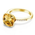 thumbnail image 3 of Gem Stone King 3.72 Ct Cushion Yellow Citrine 18K Yellow Gold Plated Silver Ring, 3 of 5