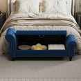 thumbnail image 6 of Modern Velvet Upholstered End of Bed Bench, Button Tufted Chaise Lounge Storage Ottoman with Backrest and Armrest for Bedroom Living Room, 6 of 9