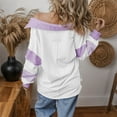 thumbnail image 4 of HAiming Color Block Pullover Tops Casual V Neck Lapel Collar Long Sleeve Shirt Fall Winter Trendy Clothes, 4 of 5