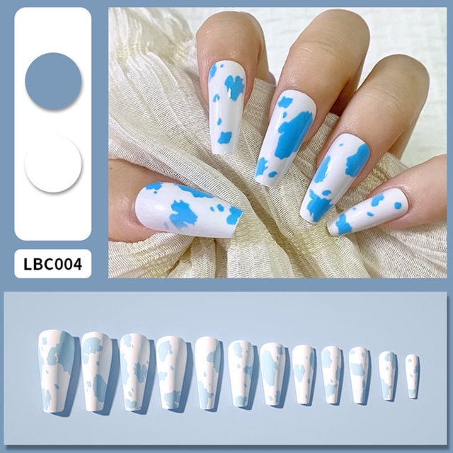 Long T-Type Artificial Nails with Eco-Friendly And Safe Material for Wedding Dating Party Hand Makeup Lbc006 Milk Purple