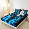 thumbnail image 4 of Manfei Cartoon Game Console Twin Sheet Sets for Boys, Black Blue Gamepad Twin Fitted Sheet, Cartoon Snowflake Flat Sheet, Breathable Home Decor, 3pcs, 4 of 7