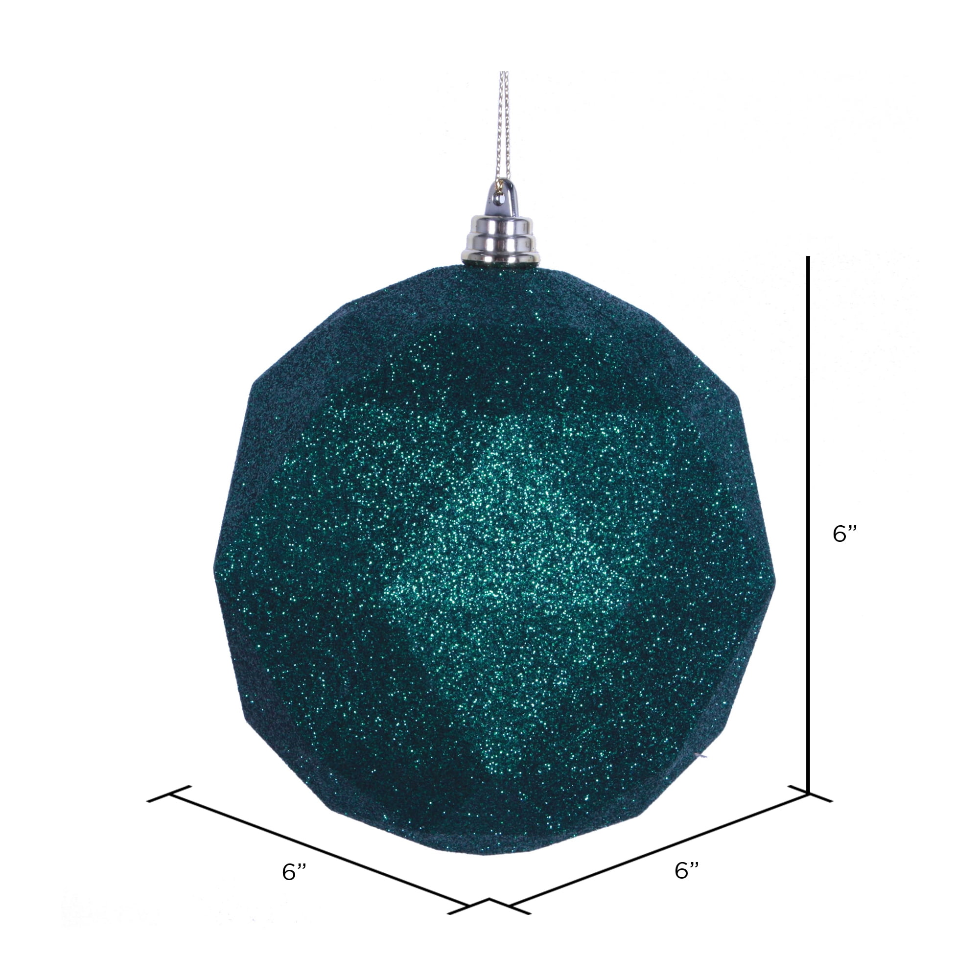 Vickerman 6" Emerald Glitter Geometric Ball Ornament, 4 per bag