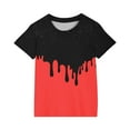 thumbnail image 5 of Jinhomg Kids Casual Summer Tees Boys Girls Cute Color Block Tops Lightweight Comfy Short Sleeve Crew Neck T-Shirts Daily Wear Today Red 4 Years, 5 of 6
