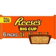 Reese's Big Cup Milk Chocolate Peanut Butter Cups Candy, Packs 1.4 oz, 6 Count