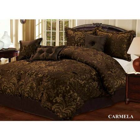 carmela 7pc queen size comforter set dark brown walmart com carmela 7pc queen size comforter set dark brown walmart com