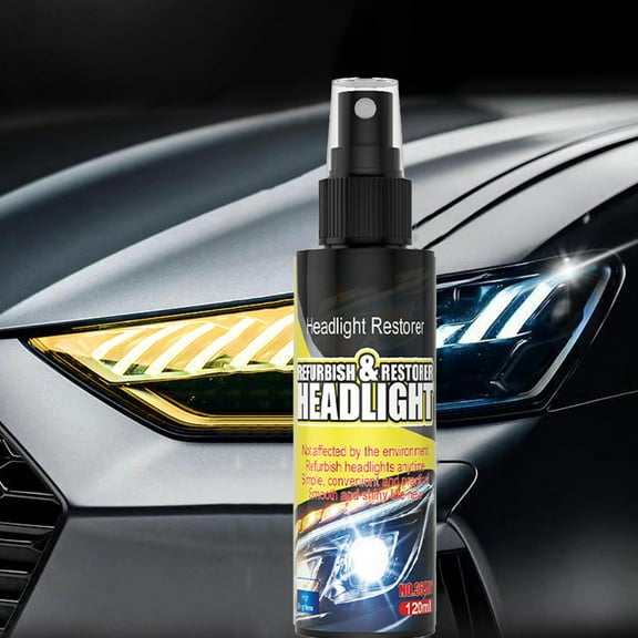 CxhicLuv Headlight Restoration Spray, Auto Lamp Refurbisher, 120ml Solution for Yellowed Headlights, Car Maintenance Accessories, Restore Transparency & Protect Lamps, DIY Enthusiasts, Black