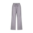 thumbnail image 4 of safuny Women's Cotton Capri Cuff Pants Solid Clothing Fashion Retro High Elastic Waist Summer Casual Drawstring Sports Comfy Trousers Gray XXL, 4 of 5