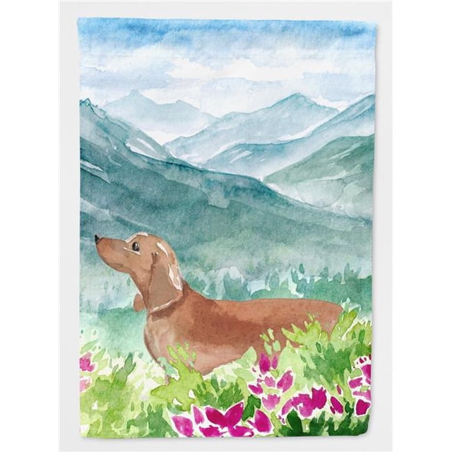 Carolines Treasures CK1967GF Mountian Fleurs Rouge Teckel Jardin Taille Drapeau