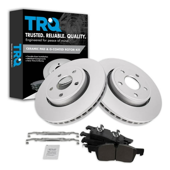 TRQ Front Brake Pad & Rotor Kit Brake Pads Brake Rotor Ceramic Premium G-Coated Fits Select 2012-2020 Dodge Durango Jeep Grand Cherokee