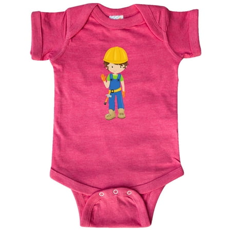 

Inktastic Construction Worker Brown Hair Boy With Hammer Gift Baby Boy Bodysuit