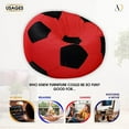 thumbnail image 4 of Ample Decor Soccer Leatherette Bean Bag Cover (Filler Not Included), Double Stitched, Ideal for Children and Teenagers - Red & Black, 4 of 6