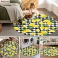 thumbnail image 5 of Small Round Rug 3Ft Washable Non-Slip, Yellow Lemons Circle Area Rugs for Living Room Bedroom, Summer Fruits Leaves Black White Buffalo Plaid Indoor Floor Mats Carpet Runner for Home Decor, 5 of 8