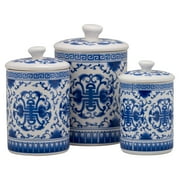 4 Piece Kitchen Canister Sets 10 Strawberry Street Chinoiserie 3 Piece Porcelain Canister Set White Blue