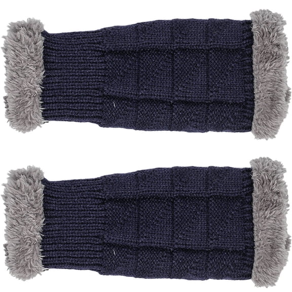 OUNONA  Fingerless Long Gloves Female Warm Half-finger Thermal Man Woman Blue