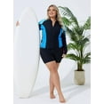 thumbnail image 6 of Women's Plus Size Rush Guard Floral Long Sleeve Zip Front Swim Top, 6 of 8