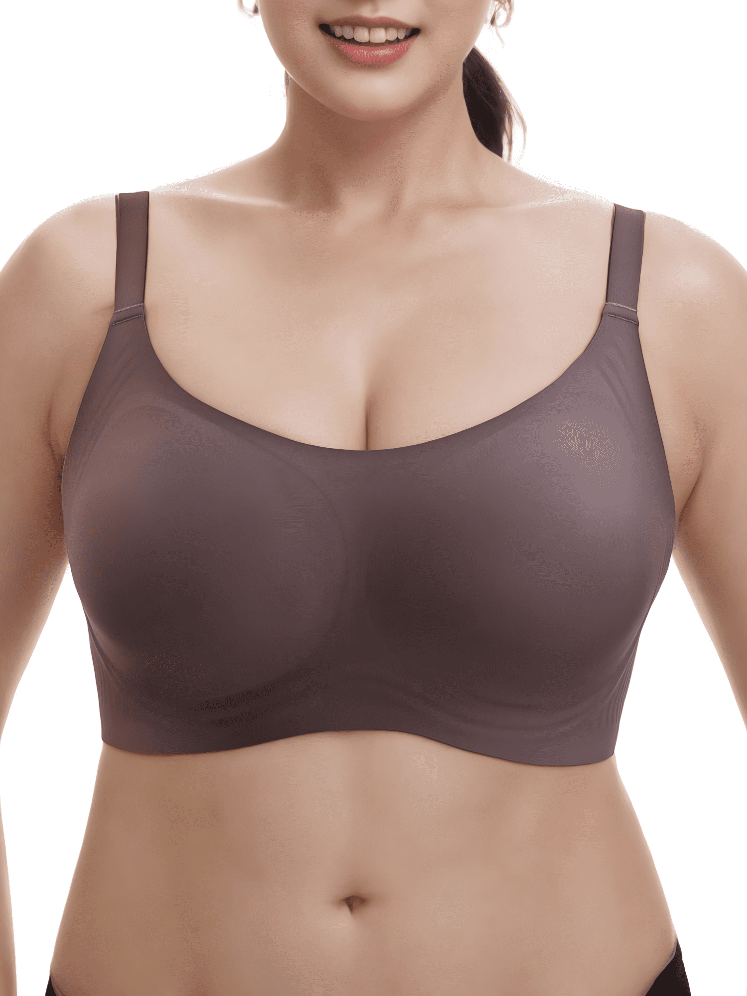 YOURISS Women’s Plus Size Wireless Comfort Bra Seamless Full Coverage Everyday Bra Chocolate Brown 3XL Lounge Sleep Bra Adjustable Straps