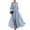 Sky Blue, variant on Women's Off The Shoulder Maxi Dress, Sexy Pleated Chiffon Evening Gown with High Slit, Elegant Puff Sleeve Formal Party Dress