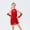 Red, variant on KAUOD Girls Latin Dance Jumpsuit Dress with Pearl Sleeve Sequins Tassel Solid Latin Dresses Cute Breathable Smocked Skirts