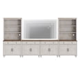 thumbnail image 3 of WAMPAT Farmhouse Entertainment Center with Bookshelves with Glass Doors & Drawer,Wall Unit TV Stand for TVs up to 75", Media Console Table for Living Room, Bedroom & Home Theater, Rustic White, 3 of 8