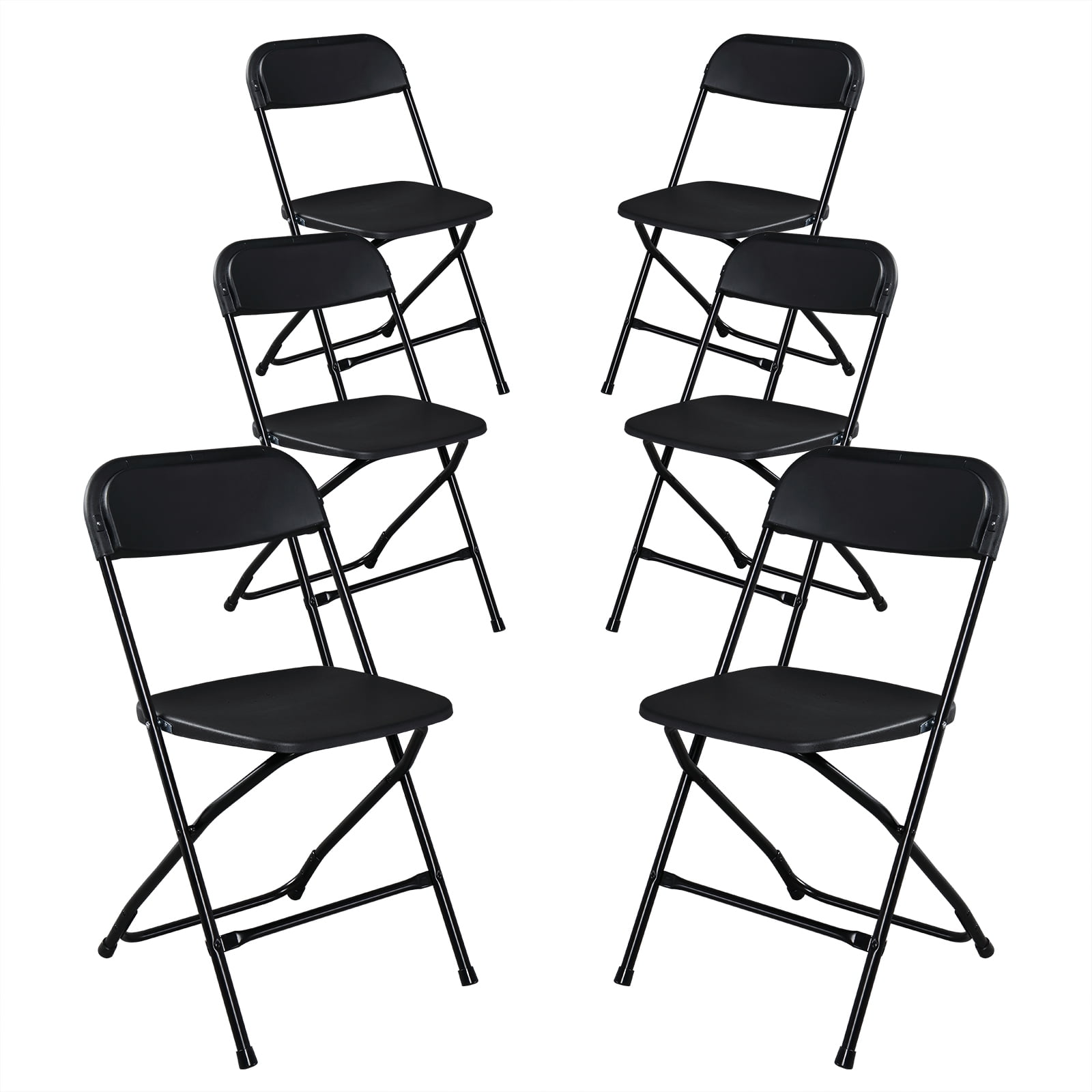 Winado 6 PACK  Home Multipurpose Folding Chairs, Black, Portable Plastic Folding Chair, Black
