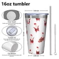 thumbnail image 4 of 16oz Tumblers White Christmas Santa Pattern Stainless Steel Vacuum Insulated Double Wall Travel Tumbler Cups Mug with Lid and Straw,Cleaning Brush for Coffee,Tea, 4 of 4